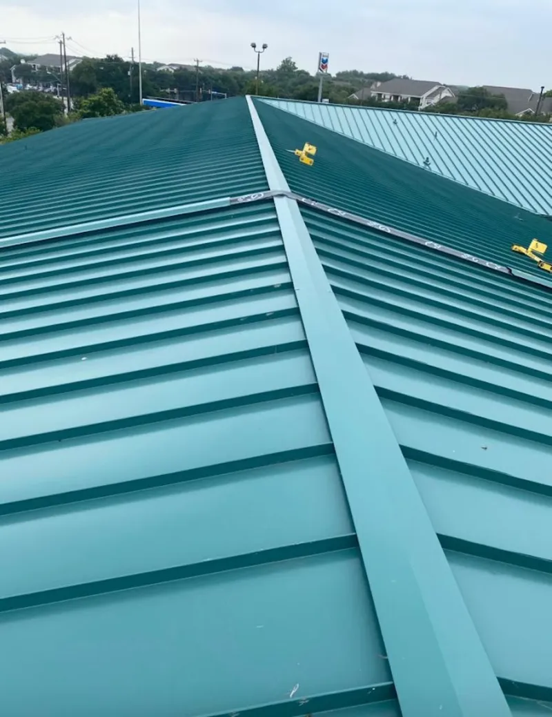 Green commercial metal roof ridge and valley for Metal Roof Repair in Beaver Falls